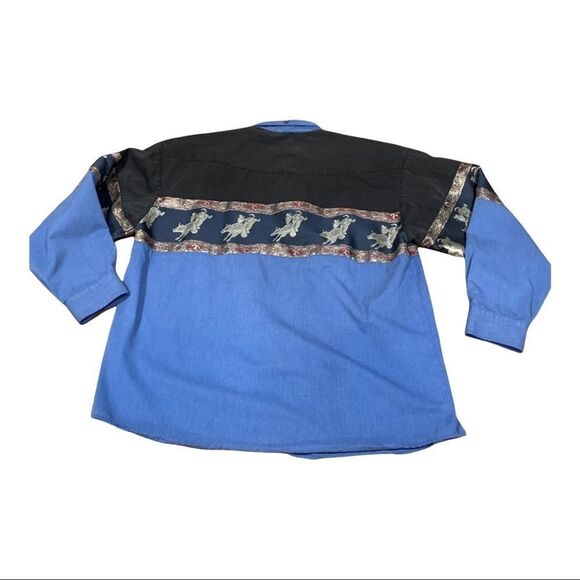 West Adventure Bull Rider Western Rodeo Button Down Shirt Metallic Cowboy - Picture 2 of 5